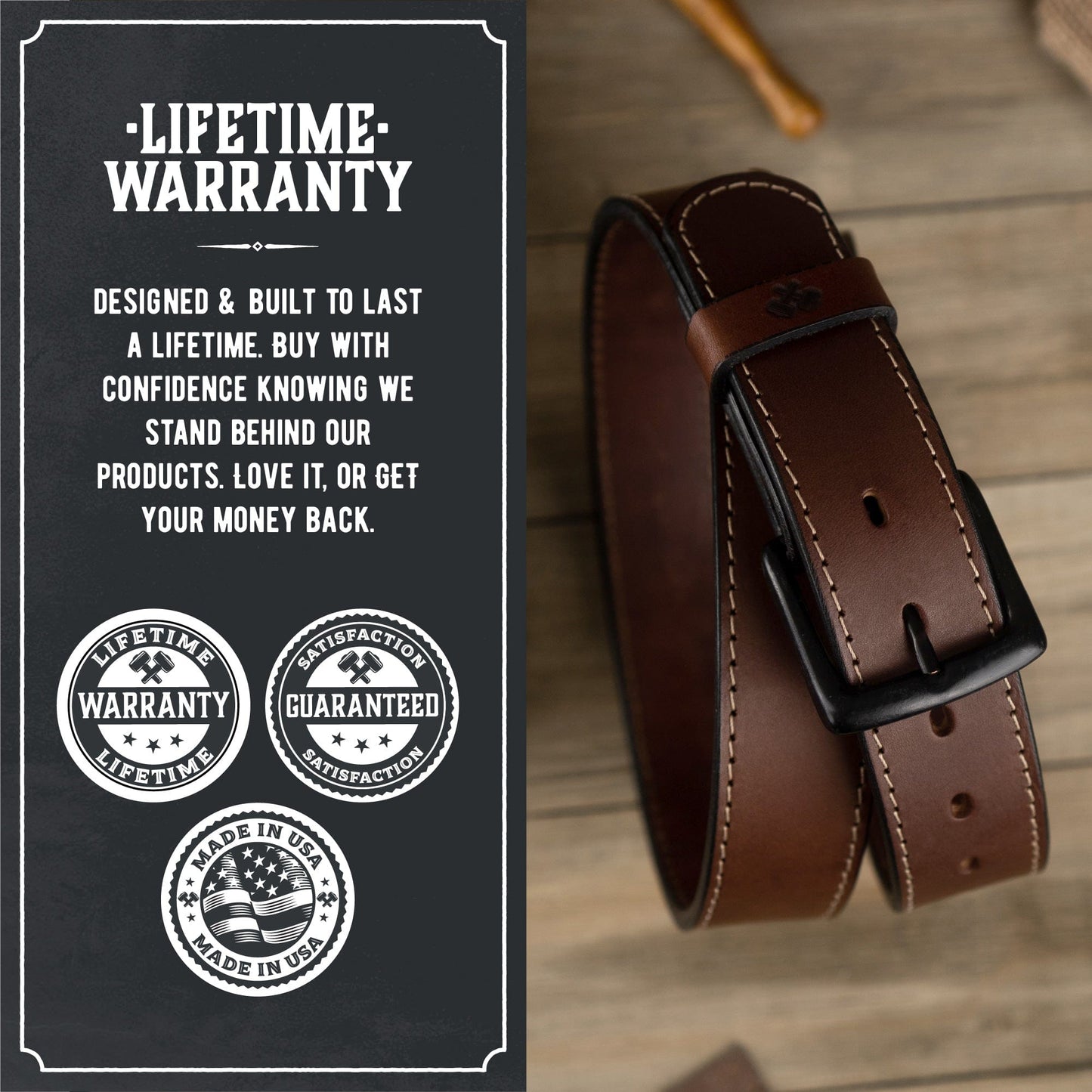 
                  
                    The All American Stitched Leather Belt - Oxford Steels
                  
                