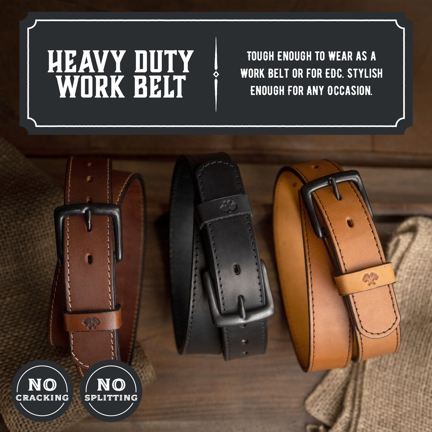
                  
                    The All American Stitched Leather Belt - Oxford Steels
                  
                