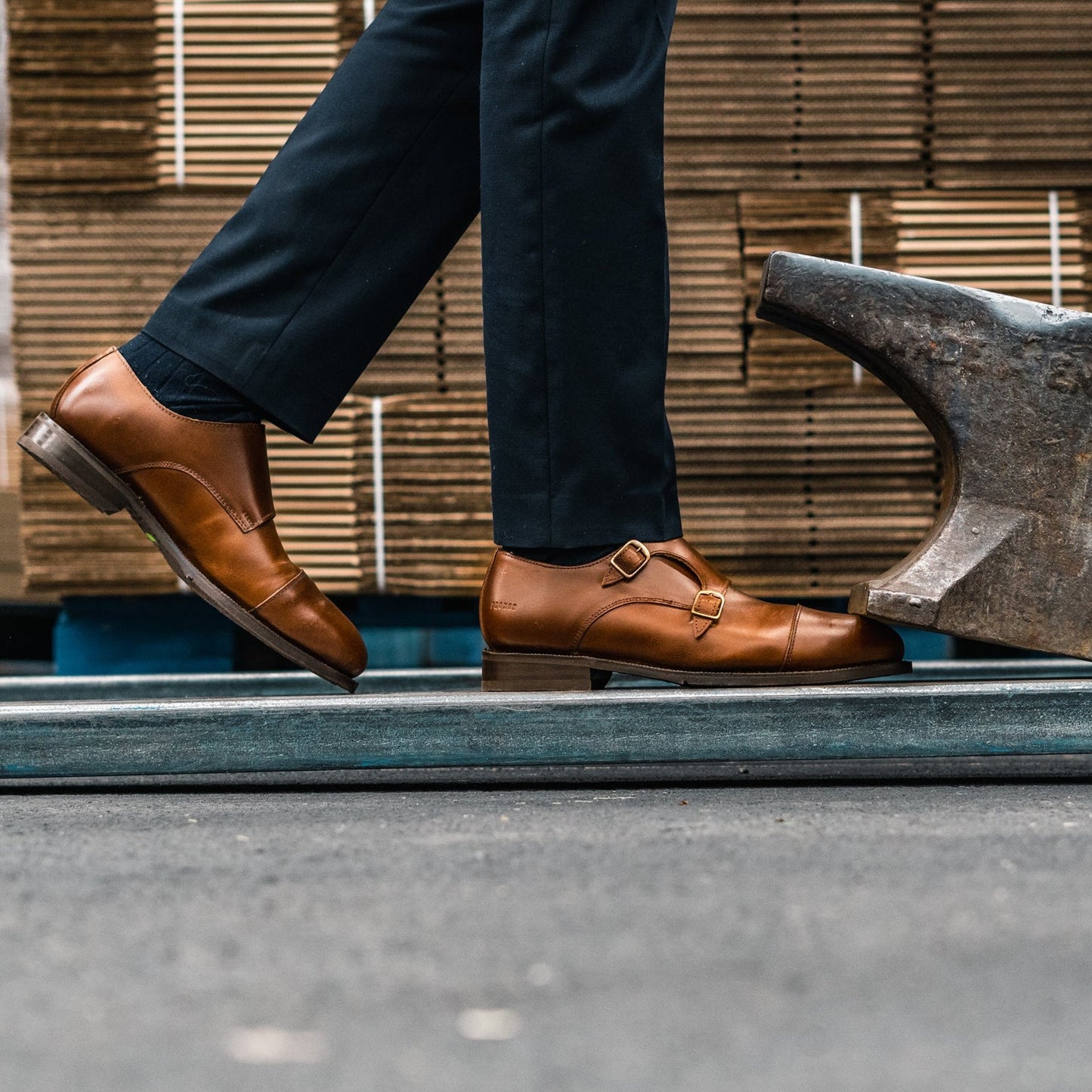 STEEL TOE MONK STRAP SHOE DANTE AMBER - Oxford Steels