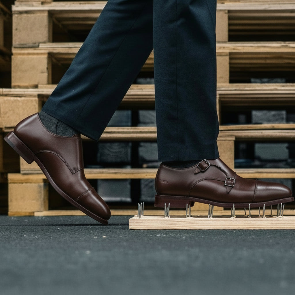 STEEL TOE MONK STRAP SHOE DANTE BROWN - Oxford Steels