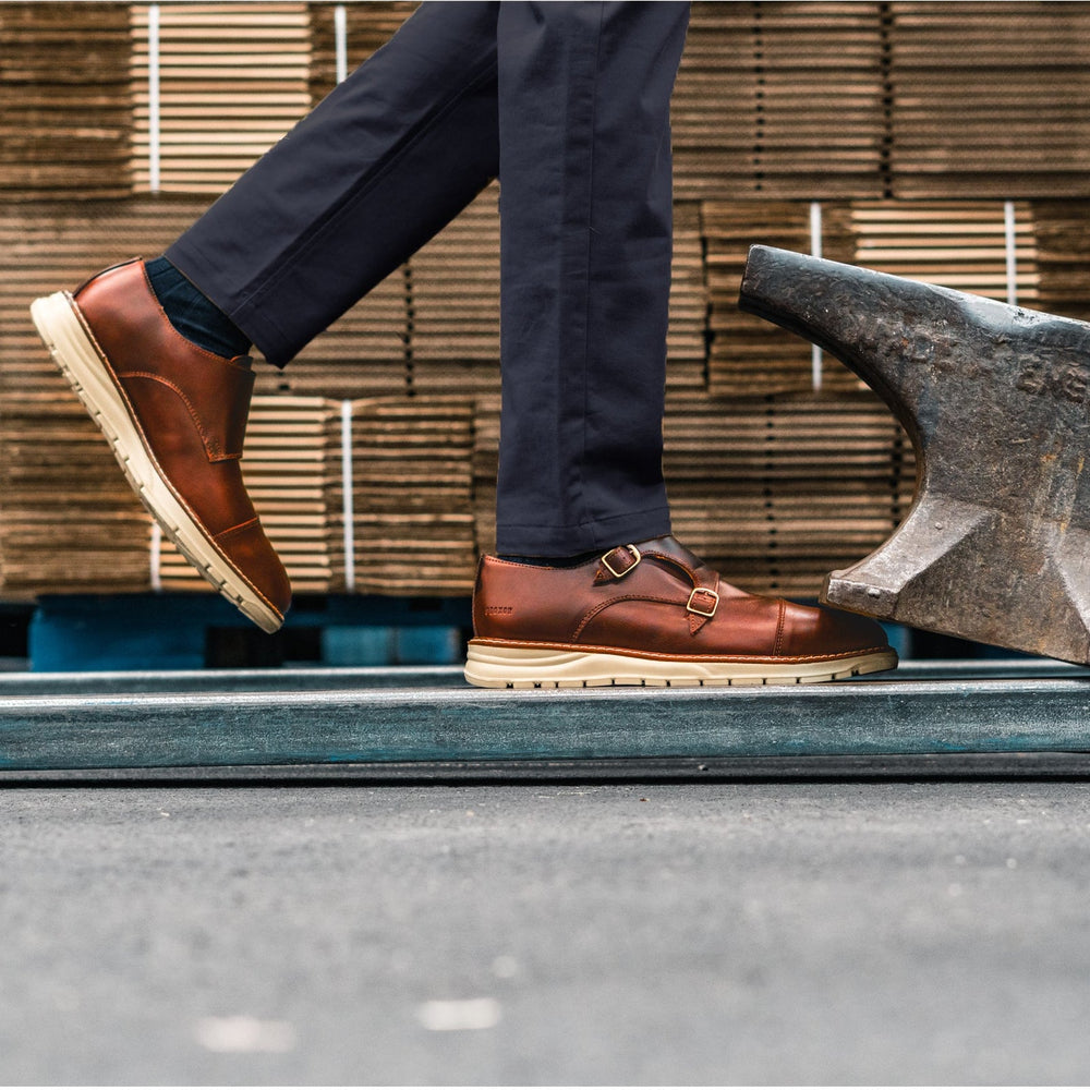 metal toe dress shoes STEEL MONK STRAP SHOE GRAND AMBER supplier-cc-wholesale Custom 100% Polyester Dress Removable Comortech footbed with Size:Customized Size