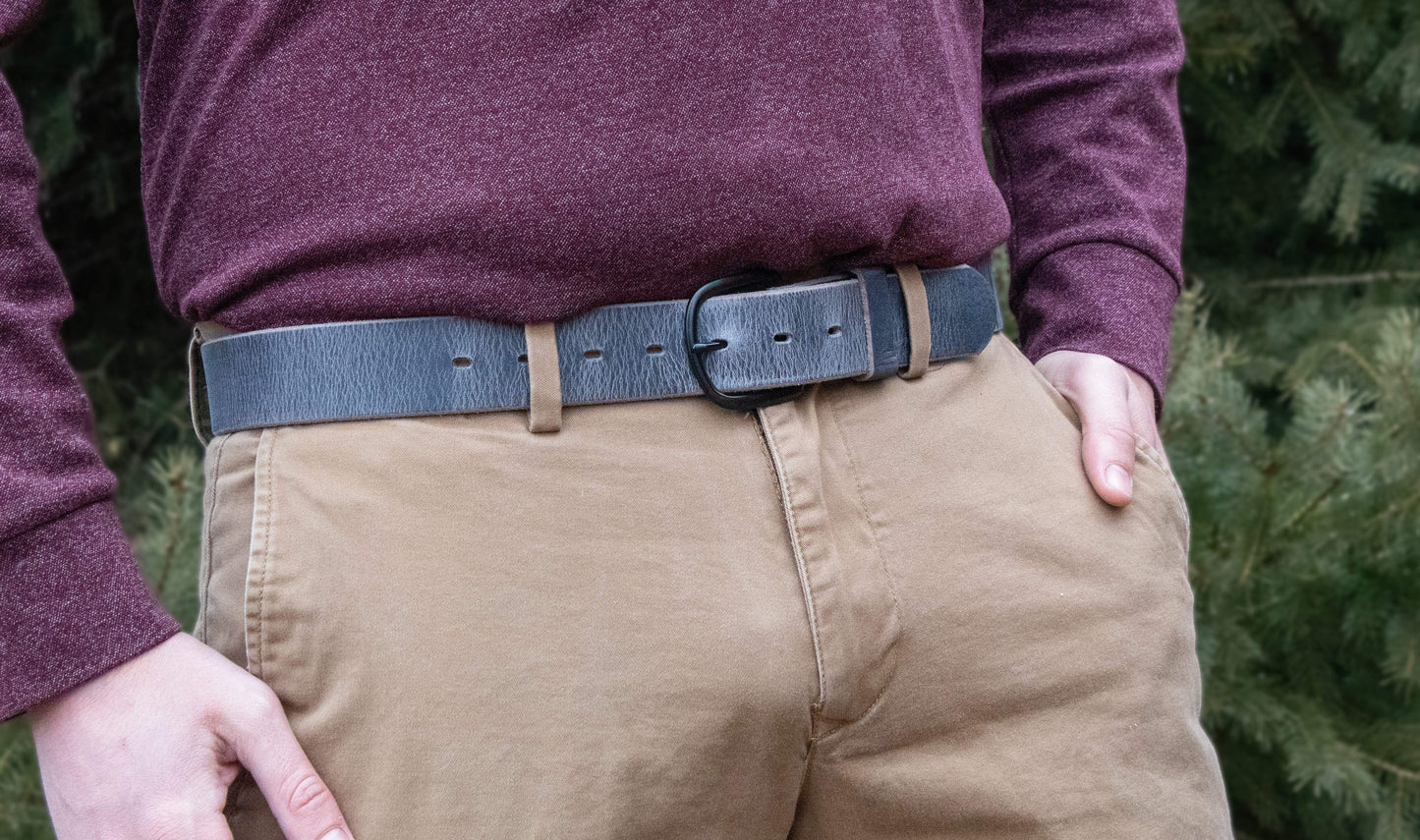 
                  
                    The Bootlegger Leather Belt - Oxford Steels
                  
                
