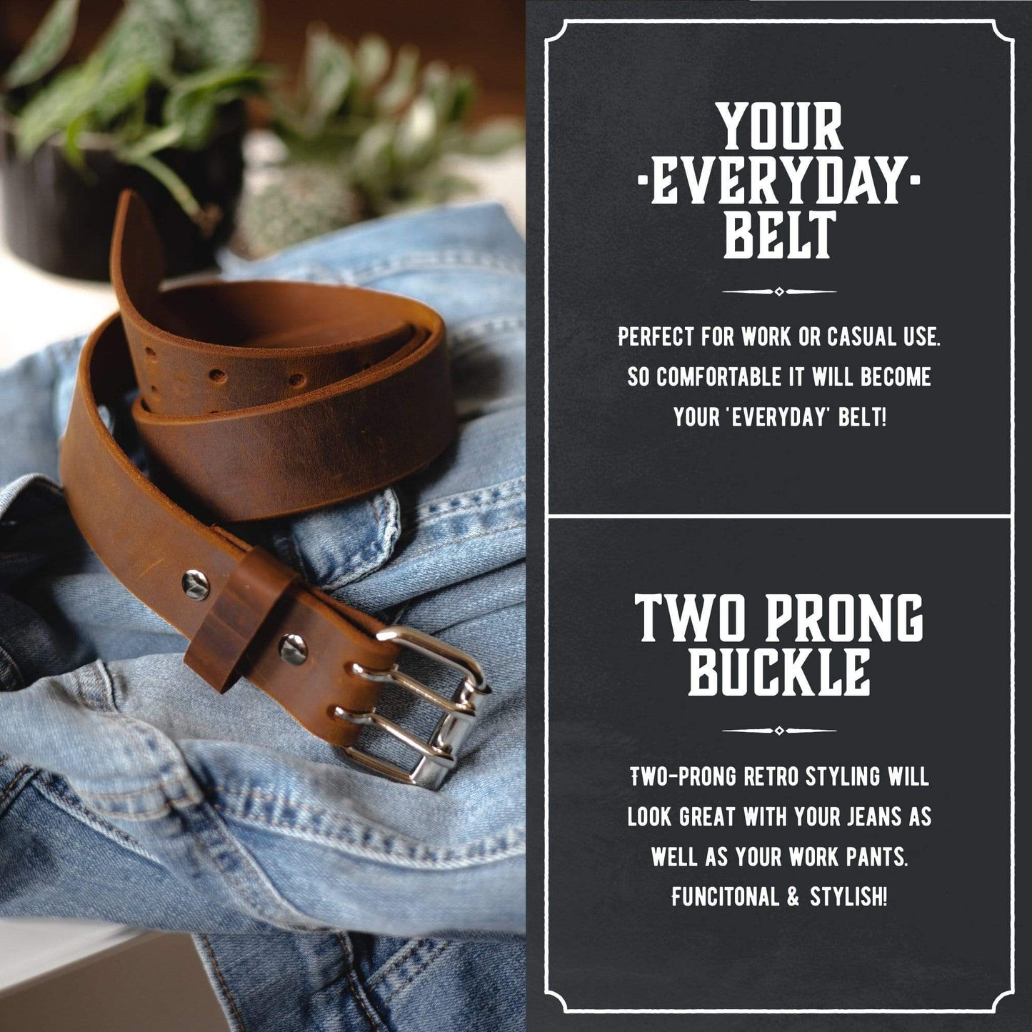 The Double Down Belt Rustic Leather Belt - Oxford Steels