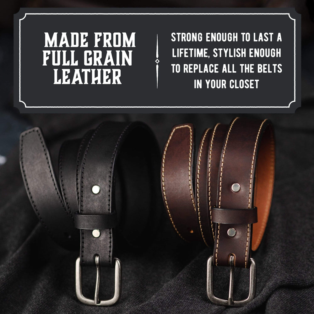 Main Street Forge The Executive Leather 1 1/4 Inch Dress Belt Whiskey Barrel Brown / Pant Size 36 (Belt Size 38)